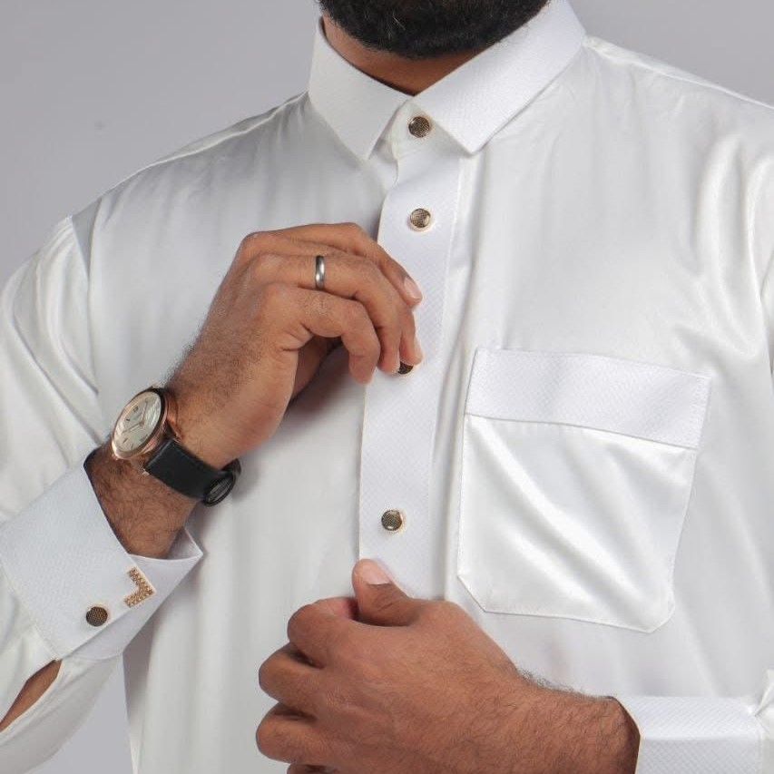 قميص ابيض موديل 2025 خياطة اماراتية