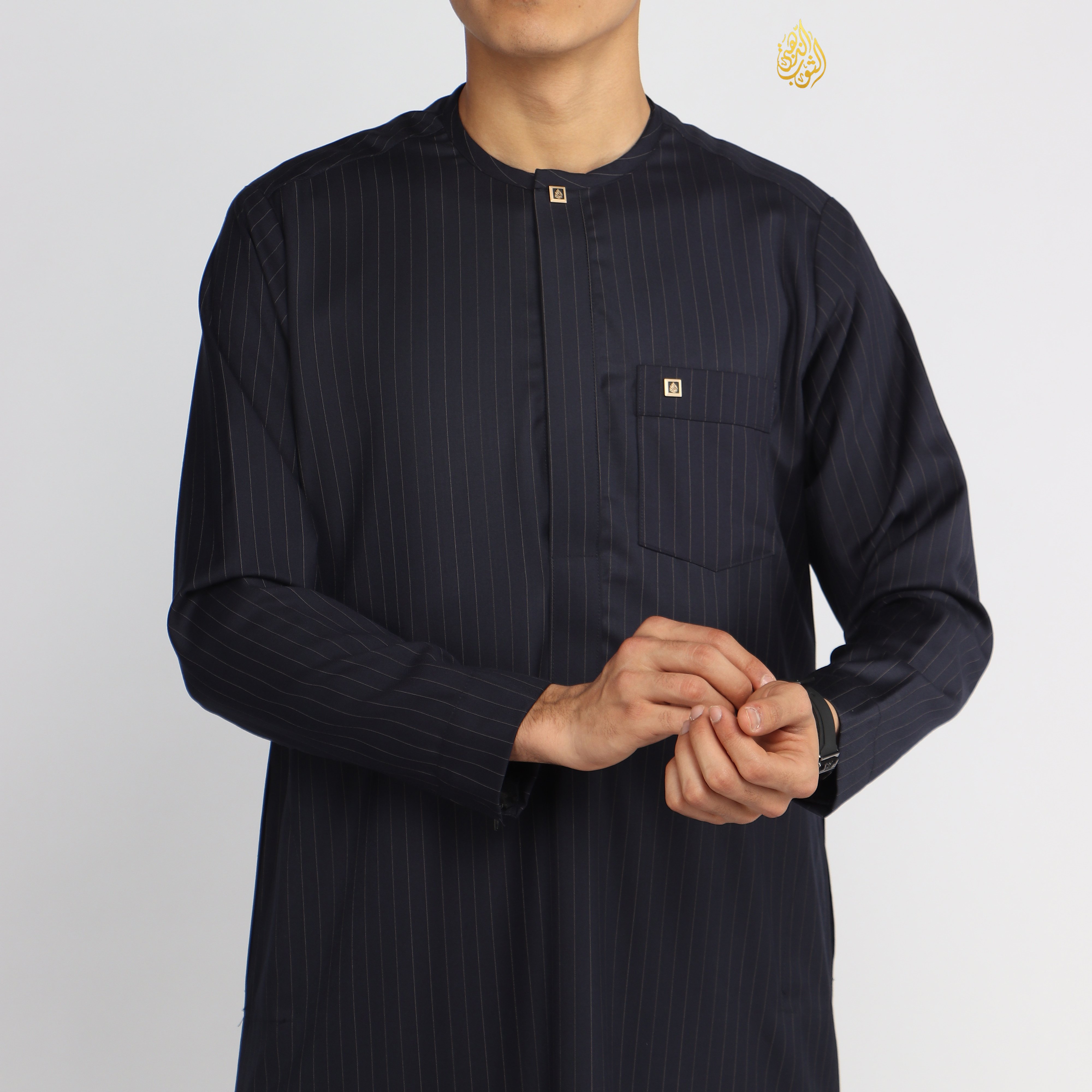 قميص الثوب الذهبي 2026 رادكو كتان مخطط فاخر